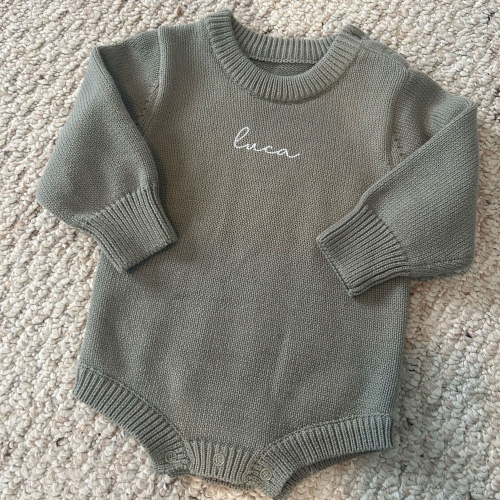 Caden Lane - Olive Green Baby Onesie “Luca”